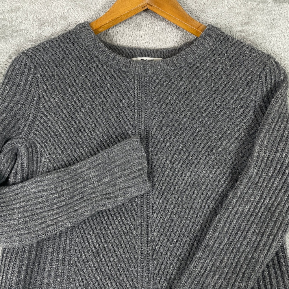 Madewell Knit Sweater‎ Womens XS Gray Ribbed Crewneck Bohemian Cottage